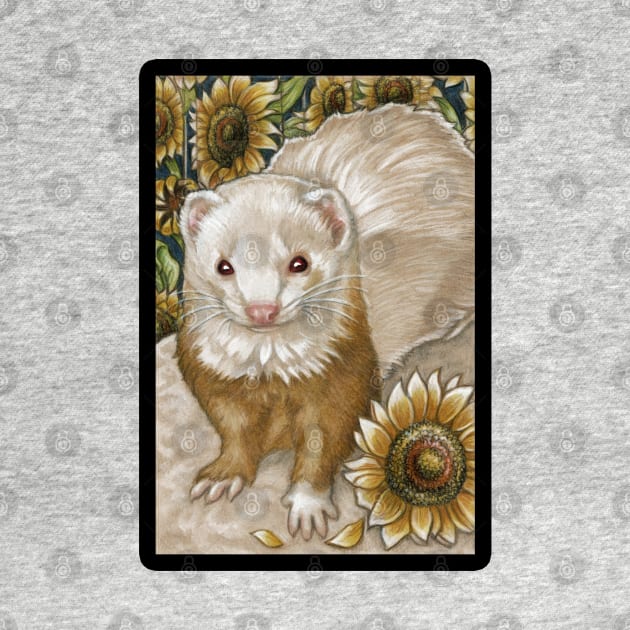 The Sunflower Ferret - Black Outlined Version by Nat Ewert Art